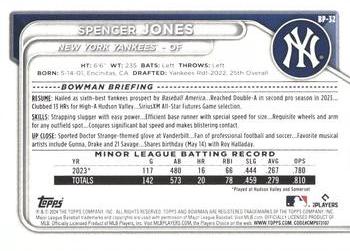 2024 Bowman - Prospects Green #BP-32 Spencer Jones Back