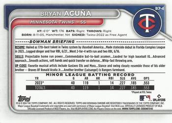 2024 Bowman - Chrome Prospects #BCP-4 Bryan Acuna Back