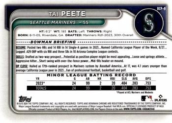 2024 Bowman - Chrome Prospects #BCP-9 Tai Peete Back