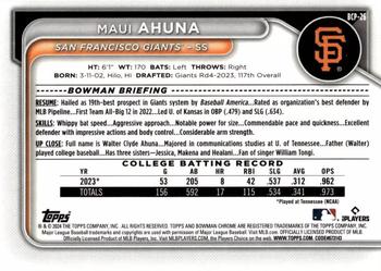 2024 Bowman - Chrome Prospects #BCP-26 Maui Ahuna Back