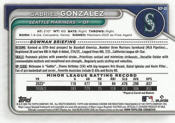 2024 Bowman - Chrome Prospects #BCP-35 Gabriel Gonzalez Back