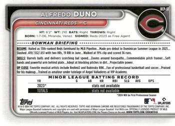 2024 Bowman - Chrome Prospects #BCP-51 Alfredo Duno Back