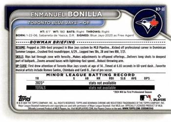 2024 Bowman - Chrome Prospects #BCP-53 Enmanuel Bonilla Back