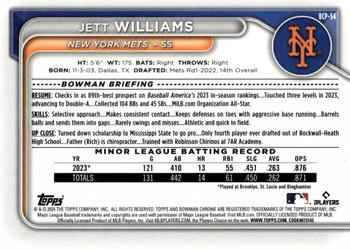 2024 Bowman - Chrome Prospects #BCP-54 Jett Williams Back
