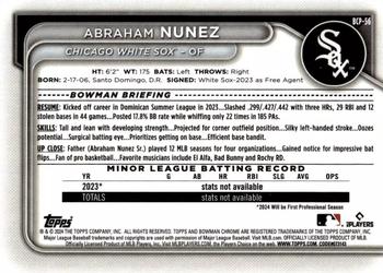 2024 Bowman - Chrome Prospects #BCP-56 Abraham Nunez Back