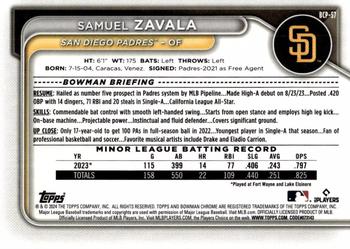 2024 Bowman - Chrome Prospects #BCP-57 Samuel Zavala Back