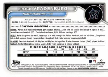 2024 Bowman - Chrome Prospects #BCP-62 Brock Vradenburg Back