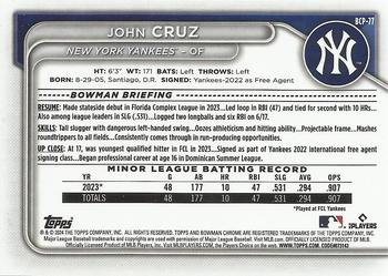 2024 Bowman - Chrome Prospects #BCP-77 John Cruz Back
