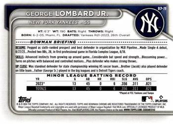 2024 Bowman - Chrome Prospects #BCP-79 George Lombard Jr. Back