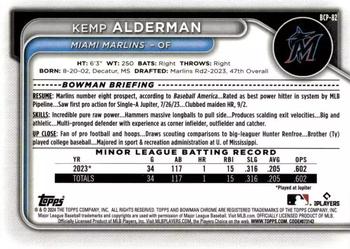2024 Bowman - Chrome Prospects #BCP-82 Kemp Alderman Back