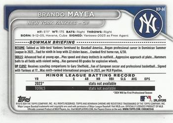 2024 Bowman - Chrome Prospects #BCP-84 Brando Mayea Back