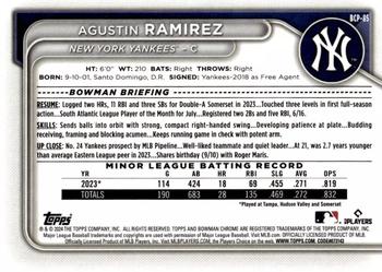 2024 Bowman - Chrome Prospects #BCP-85 Agustin Ramirez Back