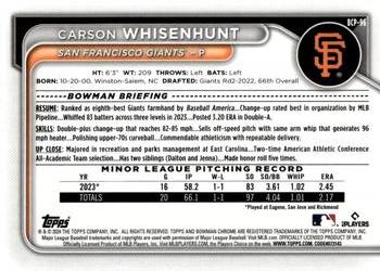2024 Bowman - Chrome Prospects #BCP-96 Carson Whisenhunt Back