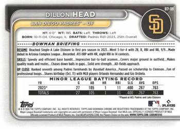 2024 Bowman - Chrome Prospects #BCP-109 Dillon Head Back