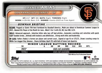 2024 Bowman - Chrome Prospects #BCP-127 Rayner Arias Back