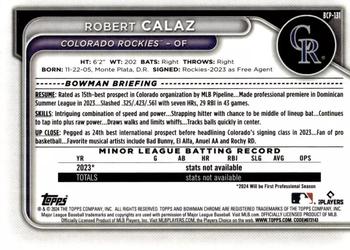 2024 Bowman - Chrome Prospects #BCP-131 Robert Calaz Back