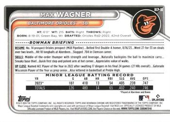 2024 Bowman - Chrome Prospects Lunar Glow Refractors #BCP-18 Max Wagner Back