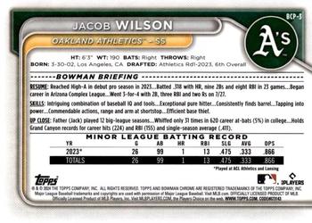 2024 Bowman - Chrome Prospects Aqua Shimmer Refractors #BCP-3 Jacob Wilson Back