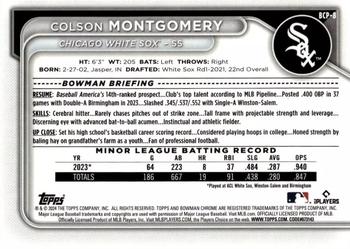 2024 Bowman - Chrome Prospects Aqua Shimmer Refractors #BCP-8 Colson Montgomery Back