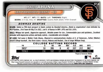 2024 Bowman - Chrome Prospects Aqua Shimmer Refractors #BCP-26 Maui Ahuna Back