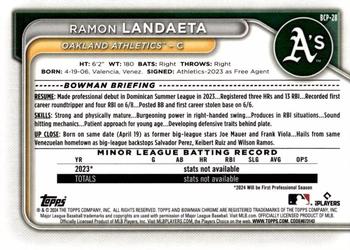 2024 Bowman - Chrome Prospects Aqua Shimmer Refractors #BCP-28 Ramon Landaeta Back