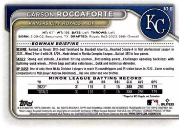 2024 Bowman - Chrome Prospects Aqua Shimmer Refractors #BCP-33 Carson Roccaforte Back