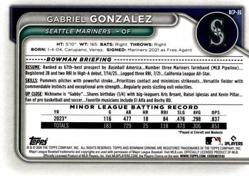 2024 Bowman - Chrome Prospects Aqua Shimmer Refractors #BCP-35 Gabriel Gonzalez Back