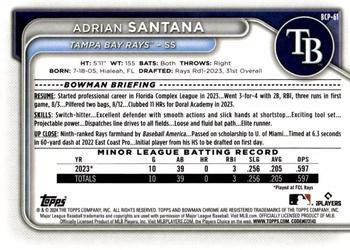 2024 Bowman - Chrome Prospects Aqua Shimmer Refractors #BCP-61 Adrian Santana Back