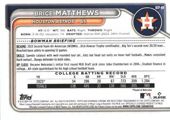 2024 Bowman - Chrome Prospects Aqua Shimmer Refractors #BCP-69 Brice Matthews Back