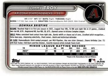 2024 Bowman - Chrome Prospects Aqua Shimmer Refractors #BCP-76 Tommy Troy Back