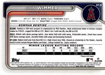 2024 Bowman - Chrome Prospects Aqua Shimmer Refractors #BCP-78 John Wimmer Back
