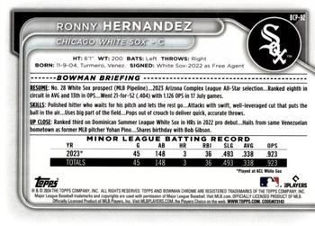 2024 Bowman - Chrome Prospects Aqua Shimmer Refractors #BCP-92 Ronny Hernandez Back