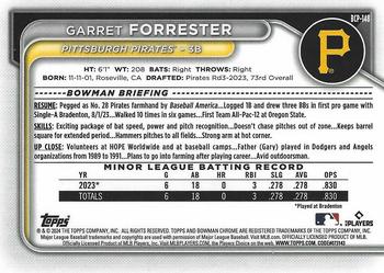 2024 Bowman - Chrome Prospects Green Refractors #BCP-148 Garret Forrester Back