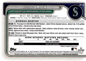2024 Bowman - Chrome Prospects Black Refractors #BCP-45 Aidan Smith Back