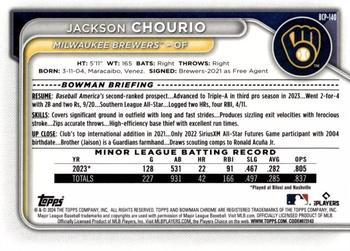 2024 Bowman - Chrome Prospects Black Refractors #BCP-140 Jackson Chourio Back