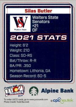 2021 Juco World Series Walters State Senators #NNO Silas Butler Back