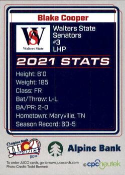 2021 Juco World Series Walters State Senators #NNO Blake Cooper Back