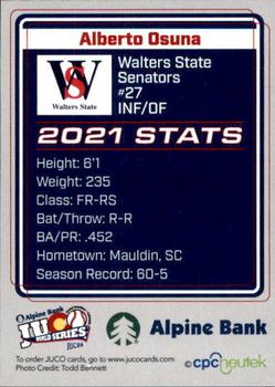 2021 Juco World Series Walters State Senators #NNO Alberto Osuna Back