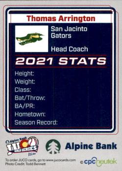 2021 Juco World Series San Jacinto Gators #NNO Thomas Arrington Back