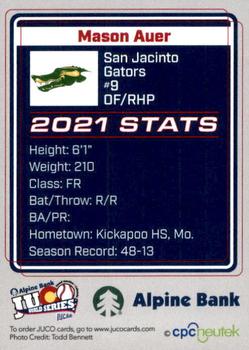 2021 Juco World Series San Jacinto Gators #NNO Mason Auer Back