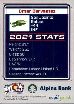 2021 Juco World Series San Jacinto Gators #NNO Omar Cervantez Back