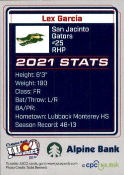 2021 Juco World Series San Jacinto Gators #NNO Lex Garcia Back