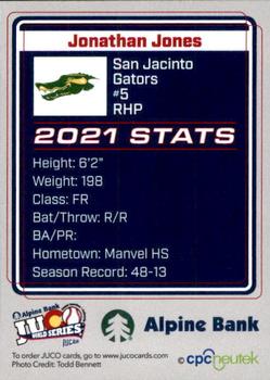 2021 Juco World Series San Jacinto Gators #NNO Jonathan Jones Back