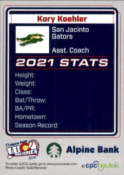 2021 Juco World Series San Jacinto Gators #NNO Kory Koehler Back