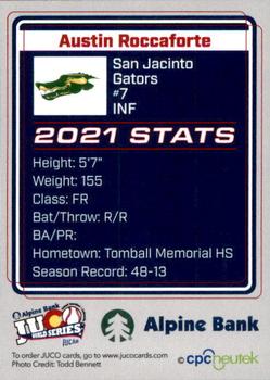 2021 Juco World Series San Jacinto Gators #NNO Austin Roccaforte Back