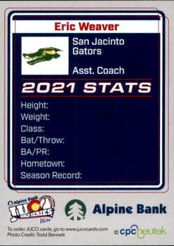 2021 Juco World Series San Jacinto Gators #NNO Eric Weaver Back