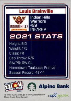 2021 Juco World Series Indian Hills Warriors #NNO Louis Brainville Back