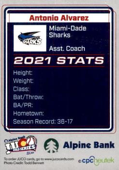 2021 Juco World Series Miami-Dade Sharks #NNO Antonio Alvarez Back