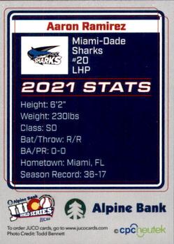 2021 Juco World Series Miami-Dade Sharks #NNO Aaron Ramirez Back