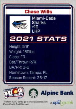 2021 Juco World Series Miami-Dade Sharks #NNO Chase Wills Back